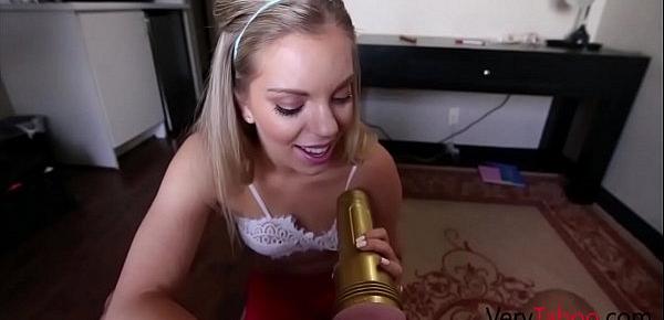  Blonde Teen SISTER Helps Brother With Pocket Pussy- Trisha Parks